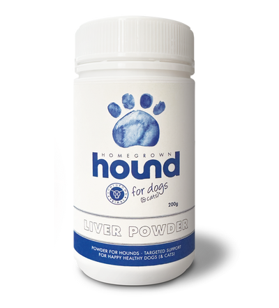 Homegrown Hound Liver Powder front of pottle