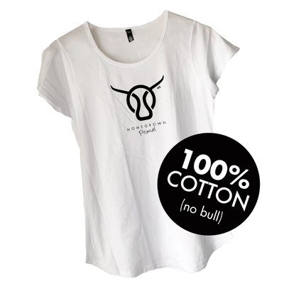 Front view of our white womens tshirt
